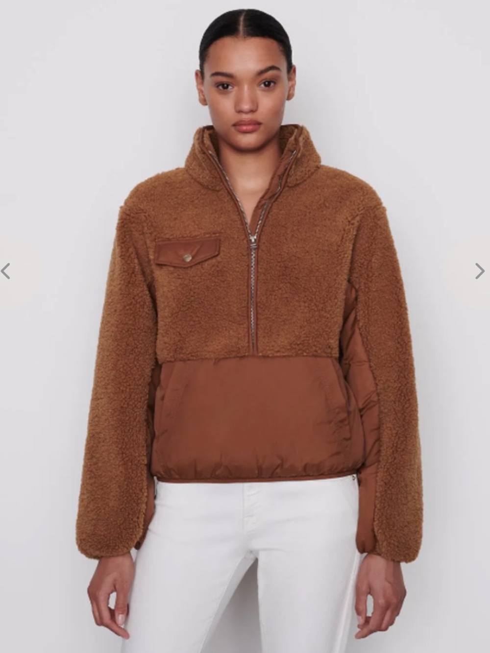 Frame Teddy Pullover Jacket in Brown
